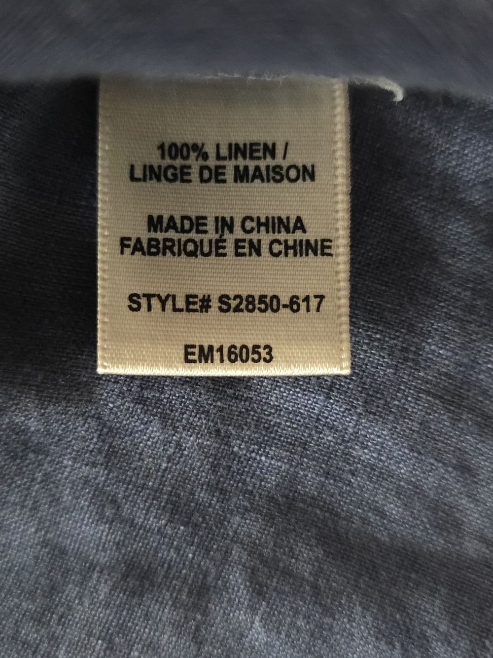 Side Stitch Blue Linen Popover Blouse XL Roll Tab Sleeve Lightweight Top - Picture 7 of 12